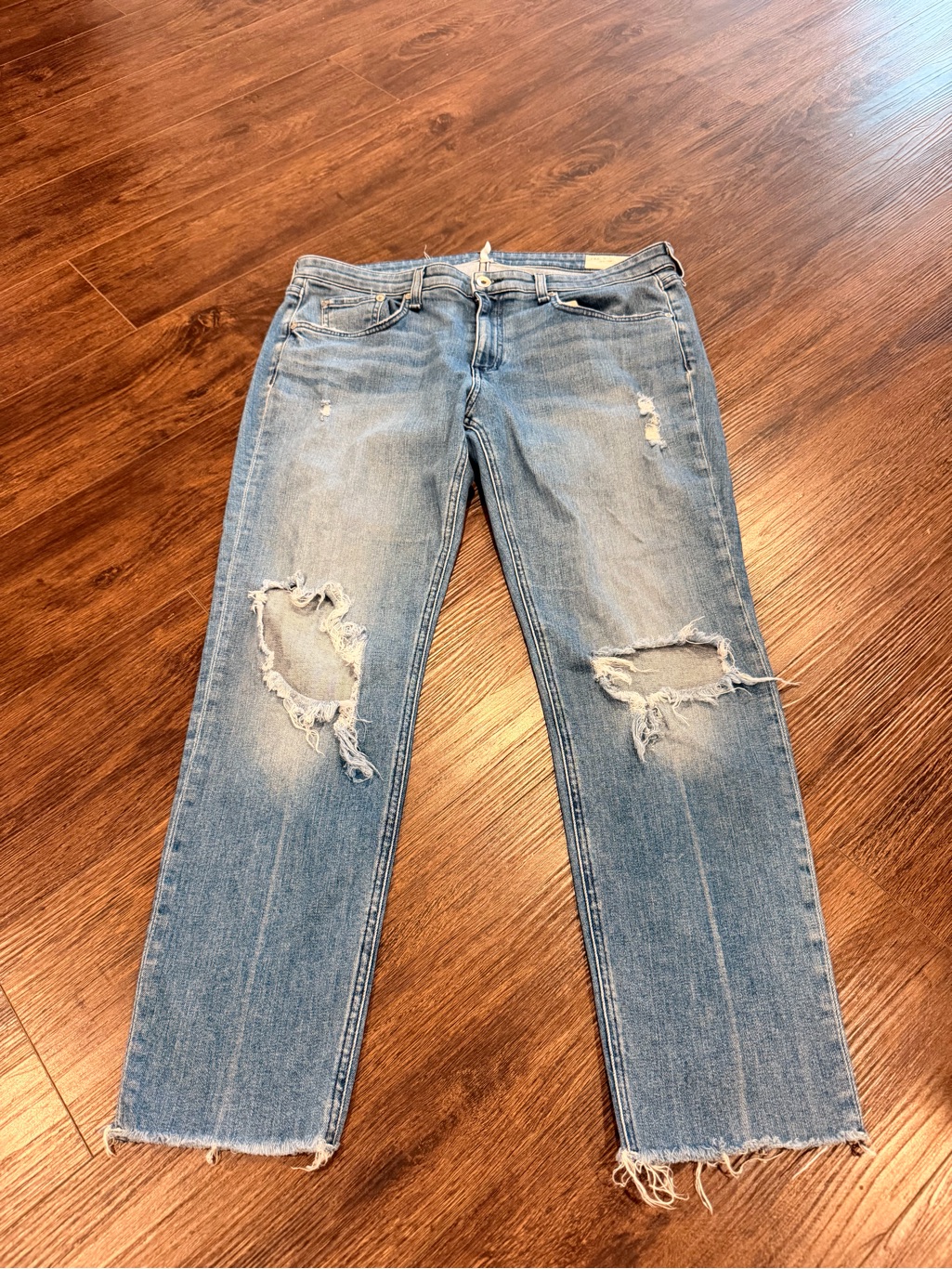 Rag & Bone Women's Blue Dre Low-Rise Slim Boyfriend Distressed Jeans Size 31